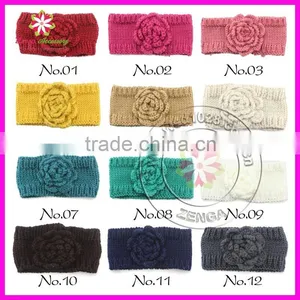 Winter Flower Knit Crochet Headwrap Headband Ear Warmer Headwear Wrap Hairband thumbnail-2