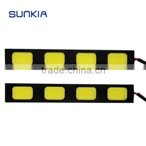 New 2X Car 4 LED COB DRL Driving Daytime Running Day DRL LED Light Head Lamp Super White thumbnail-1