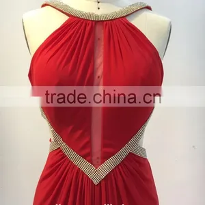 Luxury Elegant Backless Red Long Chaozhou Evening Dress thumbnail-3