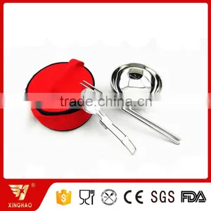 Stainless Steel Mixing Bowl With Foldable Spoon and Chopsticks in Nylon Bag thumbnail-1