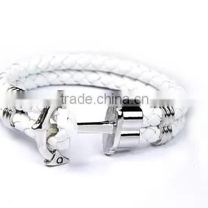 >>New Arrival SW16490 Braided Leather Anchor Bracelet/ thumbnail-3