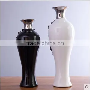 Black and White Wedding Electroplated Ceramic Vase With Flower thumbnail-2