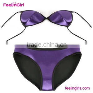 Wholesale Plain Purple Sexy Neoprene Bikini thumbnail-5