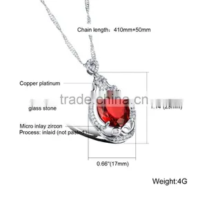 Wholesale Fashion Jewelry 18k Gold Plated Glass Stone Pendant With Ruby thumbnail-6
