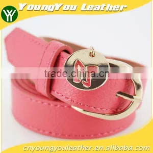 2015 Fashion Pink PU Leather Women Jeans Belt With Gold Buckles in YiWu thumbnail-1