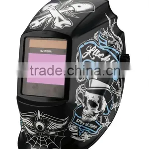 Black Skull Large Viewing Area Mutifunctional Automatic Darkening Welding Shield thumbnail-1
