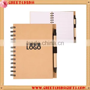 Cheap Spiral Kraft Paper Notebook With Pen thumbnail-1