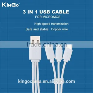 Wholesale Usb Data Charging 3 in 1 Cable Data Transfer for Iphone and Mirco Phone thumbnail-4