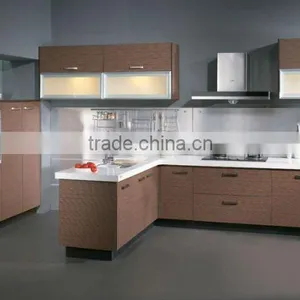 Wooden Color Melamine Kitchen Cabinets High Quality Standard thumbnail-1