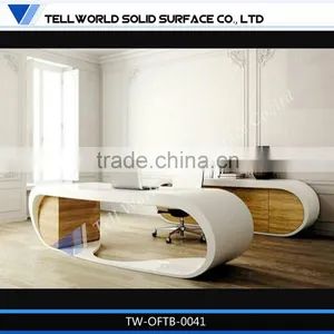 Hot Sale Modern Elegant Design Acrylic Curved Office Desk thumbnail-1