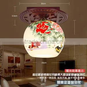 Chinese-made Flower Shade Modern Ceramic Energy Saving Ceiling Lamp Porcelain Wooden Light thumbnail-6