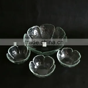 Flower Shape Clear Glass Bowl Set thumbnail-1