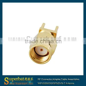 RP SMA Male Connector Thru Hole Plug Vertical PCB Mount thumbnail-1