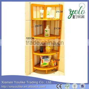 New Design Bathroom Bamboo and Wooden Corner Shelf for Home thumbnail-5