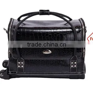 2016 New Arrival Wholesale Classic Black High Quality PU Leather Cosmetic Bag Makeup thumbnail-2