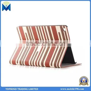 Wholesale Price Stripe Pattern Leather Flip Case Cover With Card Slot for IPad Air 2 thumbnail-1
