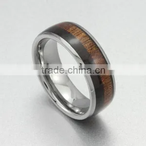 High Quality Sapele-Wood Titanium Ring,Titanium Ring For Men,Wood Inlay Ring thumbnail-2