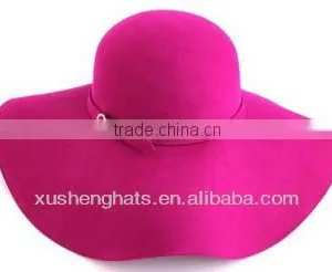 100% Wool Pink Fashion Wool Floppy Hat With Big Brim thumbnail-1