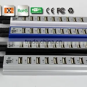 Wholesale Durable 10 Port Hi-Speed USB 2.0 Hub Splitter US Adapter AC Power For PC Laptop 3 Colors thumbnail-5