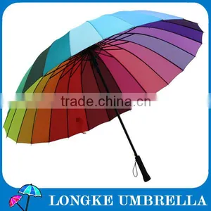High Quality 24K Auto Open Rainbow Straight Umbrella thumbnail-1