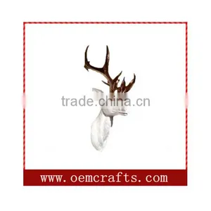Hand Painted Custom Wall Mounted White Resin Deer Antler thumbnail-1