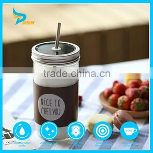2016 Custom Logo BPA Free Glass Coffee Mug With Lid And Straw thumbnail-1
