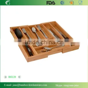 Home-it Expandable Bamboo Cutlery Drawer Organizer, Flatware Drawer Dividers thumbnail-3