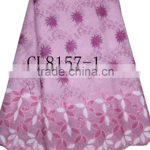 African Organza Lace With Sequins Embroidery CL8157-1pink thumbnail-1