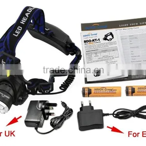 Sidiou Group 1800Lm XM-L T6 10W Focus LED Headlamp Light With 2 X 3.7V 3000mAh 18650 Rechargeable Battery and Battery Charger thumbnail-6