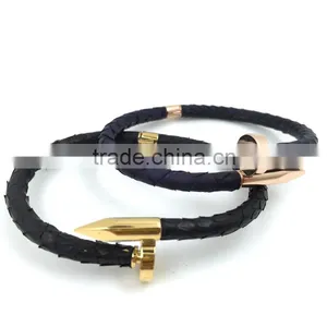 TOP QUALITY Stainless Steel Python Nail Bracelet 18K Gold Plated Women Jewelry Nail Screw Cuff Bangle thumbnail-6