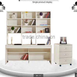 Double Studying Desk With Super Bookcase And Useful Drawer Cabinet thumbnail-2