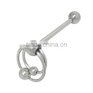 Solid Surgical Steel Door Knocker Barbell Tongue Ring Body Jewelry Piercing thumbnail-1