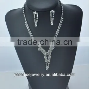Rhinestone Silver Nice Costume Jewelry Set/Fashion Necklace and Earrings Set for Girls(Lead, Nickel & Cadmium Free)-NEW052109 thumbnail-1