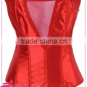 Pretty Women Cheap Red Waist Training Sexy Corsets With Lace Front thumbnail-1