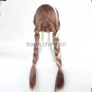 FR0ZEN Long Braided 80cm Blonde Queen Elsa And 70cm Brown Princess Anna Adult Anime Cosplay Synthetic Head Hair Women's Wigs thumbnail-2