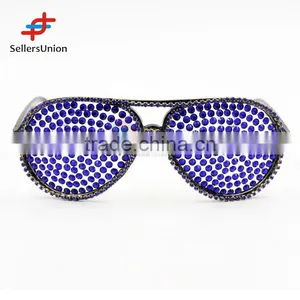 2017 Hottest Sale No.1 Yiwu Export Commission Agent New Design Decorative Blue Diamantee Eye Glasses thumbnail-1