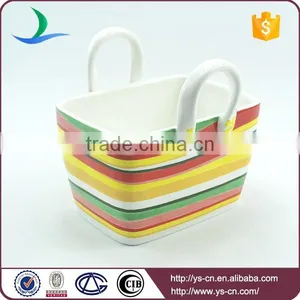 Hand Painted Rainbow Ceramic Frog Basket KitchenWare thumbnail-1