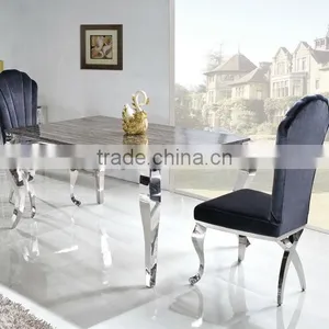 TH329 Black Marble Top Stainless Steel Metal Table thumbnail-5