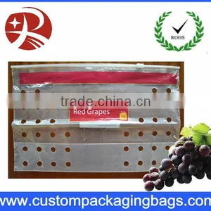 Clear Fruit Packaging Bags With Holes , Slider Zipper Grape Bag thumbnail-1