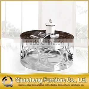 Black Marble Coffee Table Silver Living Room Furniture thumbnail-1