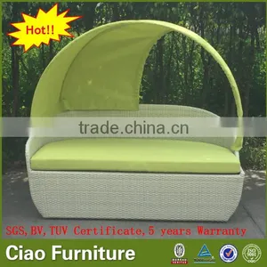 Outdoor Garden Rattan Day Bed With Canopy Poolside Sunbed Furniture thumbnail-4