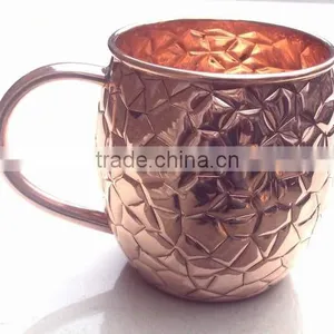 BPA FREE EMBOSSED FINISH BARREL SHAPE 100% PURE COPPER MOSCOW MULE DRINKING MUG thumbnail-4