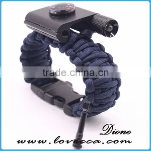 Outdoor Emergency First Aid Tool Kit Thermometer Firestarter Buckle Paracord Bracelet With LED Light thumbnail-6