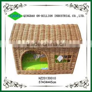 Hand Knitting Rustic Dog and Cat House Wicker Pet Bed thumbnail-1
