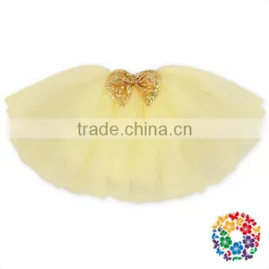 Sequin Bow Front Girls Perform Short Skirt 4 Layers Tulle Baby Ballet Tutu Skirt Girls thumbnail-1