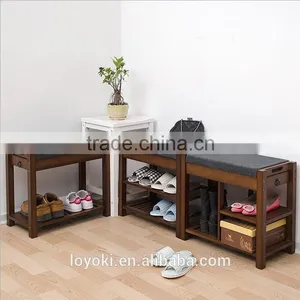 Eco Friendly Unique Bamboo Shoe Rack 2 Titer Bamboo Storage Bench With Seat thumbnail-1