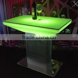 Waterproof Plastic Outdoor Use LED Lighted Glowing Long Bar Table With Rechargeable Battery thumbnail-3