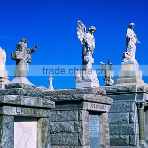 Outdoor Decoration Marble Life Size Stone Angel Statues for Cemetery thumbnail-1