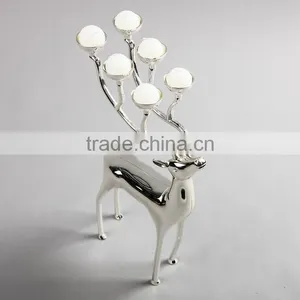 Deer Stainless Steel Silver and Gold Plated Candle Holder Candleholder With 6 Spherical Candle for Home Decoration Free Shipping thumbnail-4