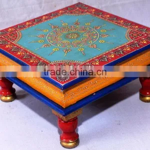 Indian Handcrafted Painted Wooden Bajot thumbnail-2